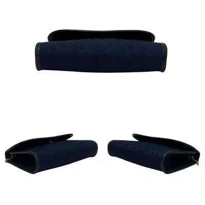 Pre-owned Dior Christian  Navy Leather Canvas Shoulder Bag ()