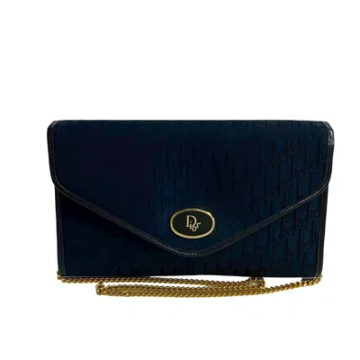 Pre-owned Dior Christian  Navy Leather Canvas Shoulder Bag ()