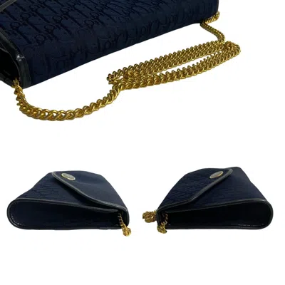 Pre-owned Dior Christian  Navy Leather Canvas Shoulder Bag ()