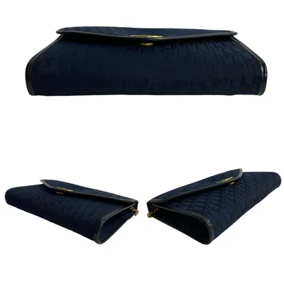 Pre-owned Dior Christian  Navy Leather Canvas Shoulder Bag ()