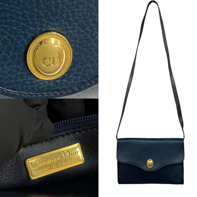 Pre-owned Dior Christian  Navy Leather Pochette Shoulder Bag ()