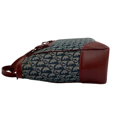Pre-owned Dior Christian  Navy Wine Canvas Leather Handbag Tote Bag ()