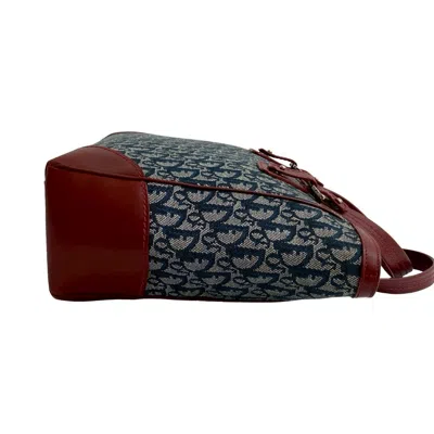 Pre-owned Dior Christian  Navy Wine Canvas Leather Handbag Tote Bag ()