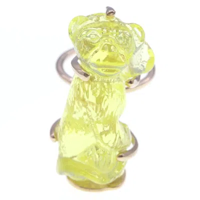 Pre-owned Dior Christian  Yellow Metal Plastic Band Ring ()