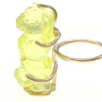 Pre-owned Dior Christian  Yellow Metal Plastic Band Ring ()