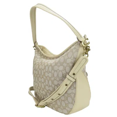 Pre-owned Coach Beige Ivory Canvas Leather Shoulder Bag ()