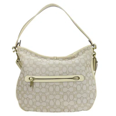Pre-owned Coach Beige Ivory Canvas Leather Shoulder Bag ()