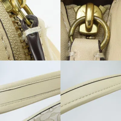 Pre-owned Coach Beige Ivory Canvas Leather Shoulder Bag ()