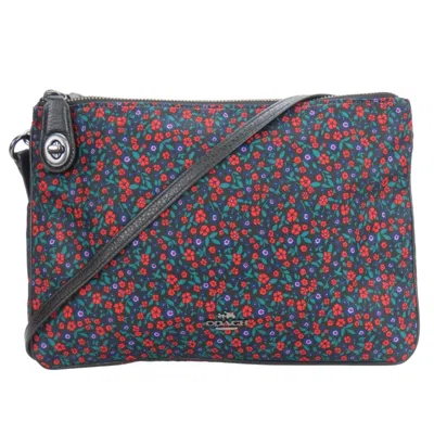 Pre-owned Coach Black Multi-color Nylon Leather Shoulder Bag ()