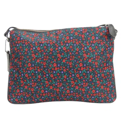Pre-owned Coach Black Multi-color Nylon Leather Shoulder Bag ()