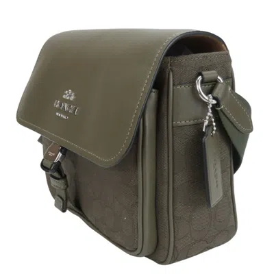Pre-owned Coach Khaki Leather Canvas Shoulder Bag ()