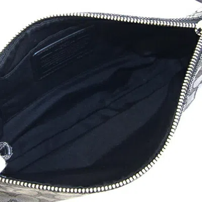 Pre-owned Coach Signature Black Gray Canvas Leather Pochette Shoulder Bag ()