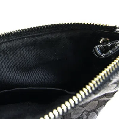 Pre-owned Coach Signature Black Gray Canvas Leather Pochette Shoulder Bag ()