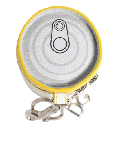 Pre-owned Dolce & Gabbana Amore Leather Yellow Bag Charm Coin Case Keychain Women's Keyring () In Multi