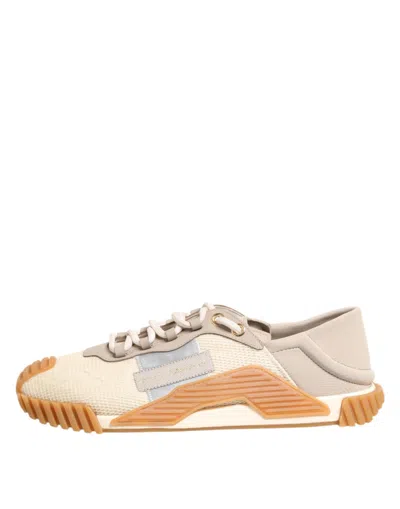 Pre-owned Dolce & Gabbana Beige Lace Up Low Top Ns1 Men Sneakers Men's Shoes () In Sand