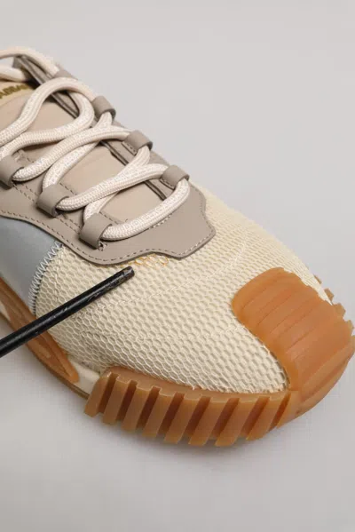 Pre-owned Dolce & Gabbana Beige Lace Up Low Top Ns1 Men Sneakers Men's Shoes () In Sand