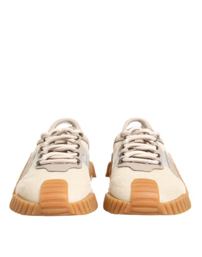 Pre-owned Dolce & Gabbana Beige Lace Up Low Top Ns1 Men Sneakers Men's Shoes () In Sand