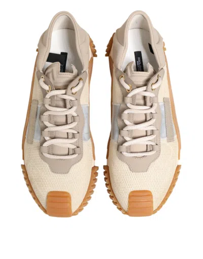 Pre-owned Dolce & Gabbana Beige Lace Up Low Top Ns1 Men Sneakers Men's Shoes () In Sand