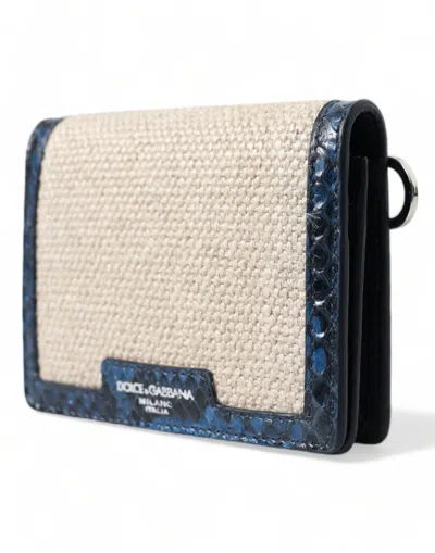 Dolce & Gabbana Beige Raffia Blue Leather Trim Mini Shoulder Purse Crossbody Women's Bag In Blue