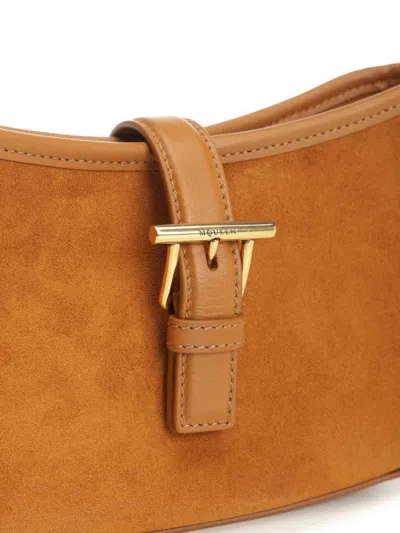 Alexander Mcqueen T-bar Shoulder Mini Suede Bag Shoulder Bags Beige In Brown