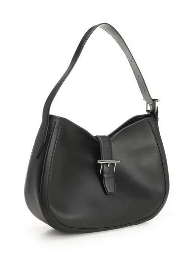 Alexander Mcqueen Black Shoulder Bag With Adjustable Shoulder Strap And T Buckle Closure On The Front In Leather Woman In Black