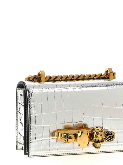 Alexander Mcqueen 'jewelled Satchel' Mini Crossbody Bag In Silver