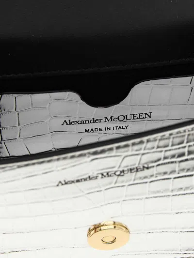 Alexander Mcqueen 'jewelled Satchel' Mini Crossbody Bag In Silver