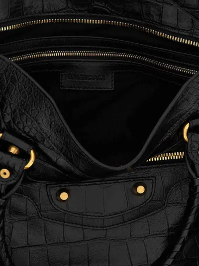 Balenciaga Medium Le City Crocodile-embossed Top-handle Tote Bag In Black