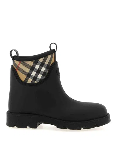 Burberry Marsh Stamp Rubber Ankle Boots In Black