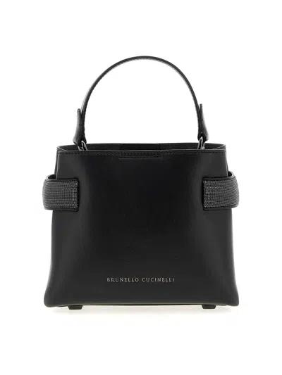 Brunello Cucinelli 'core' Structured Top Handle Handbag In Black