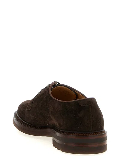 Brunello Cucinelli Lace-up Suede Derby Shoes In Brown