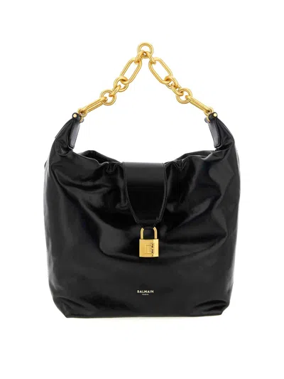 Balmain 'chain Strap Padlock Detail' Shoulder Bag In Black