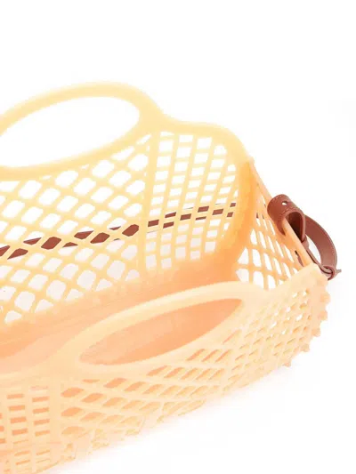 Chloé Cage Leather-trimmed Studded Rubber Shoulder Bag In Sand