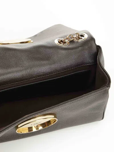 Chloé Heritage Small Crossbody Bag In Grained Leather In Black