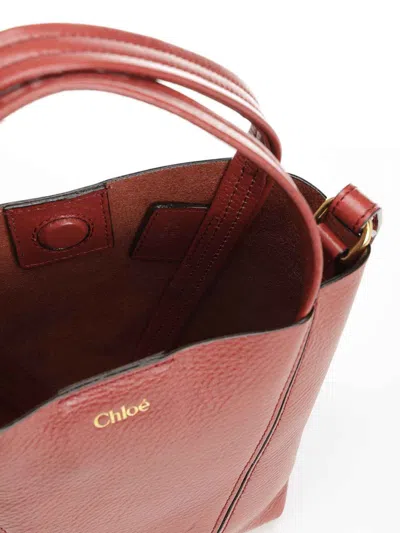 Chloé Spin Tote In Bordeaux Leather In Black