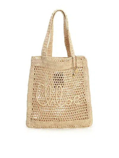 Chloé Estate Banana Tote Bag In Neutral