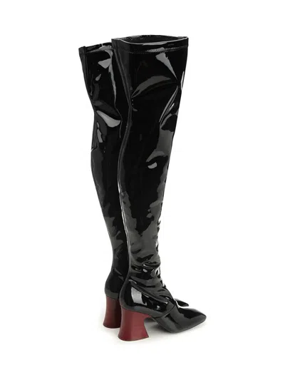 Chloé 80mm Patent Leather Over The Knee Boots In Black
