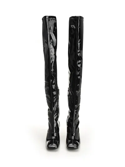 Chloé 80mm Patent Leather Over The Knee Boots In Black
