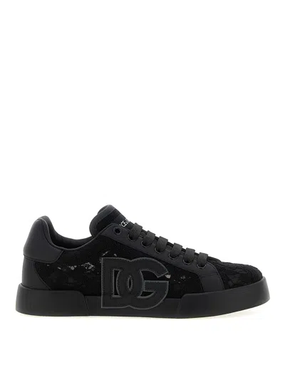 Dolce & Gabbana Taormina Casual Low-top Lace Sneakers In Black