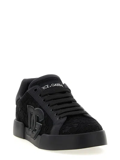 Dolce & Gabbana Taormina Casual Low-top Lace Sneakers In Black