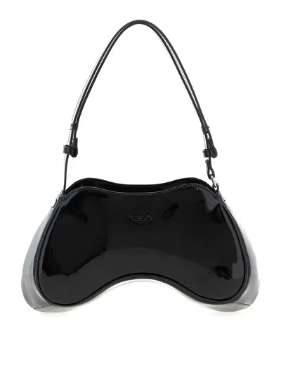 Diesel Play-glossy Shoulder Bag In Black