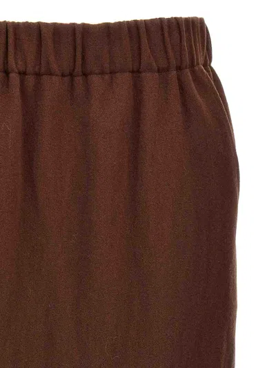 Dries Van Noten Elastic Waistband Skirt Knee-length Side Pockets In Brown