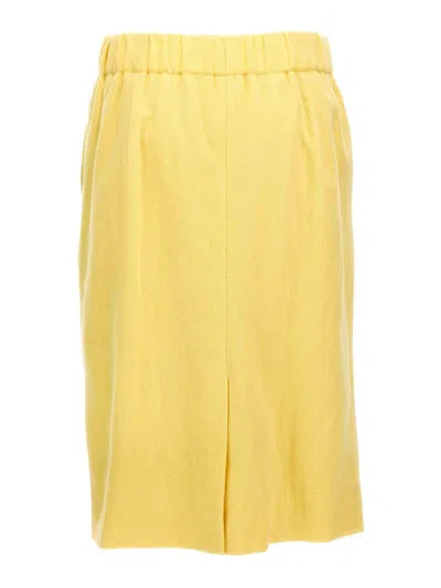 Dries Van Noten 'safya' Skirt With Back Slit And Side Pockets In Yellow