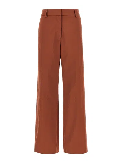 Dries Van Noten High Waist Wide Leg Trousers With Back Pockets In Red