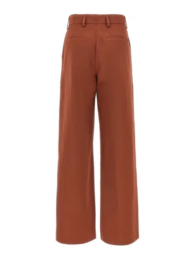 Dries Van Noten High Waist Wide Leg Trousers With Back Pockets In Red