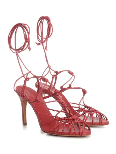 Forte Forte White Leather Sandals In Red