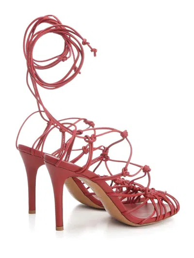 Forte Forte White Leather Sandals In Red