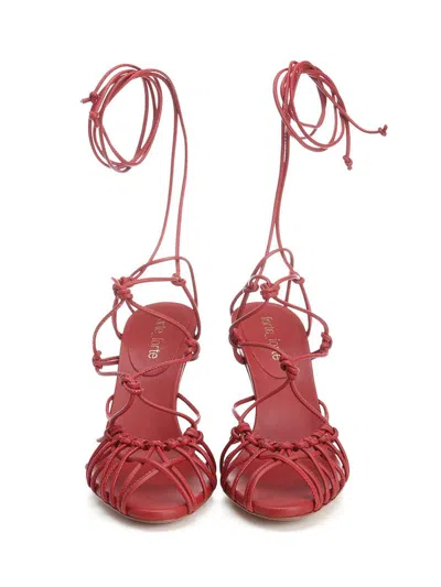 Forte Forte White Leather Sandals In Red