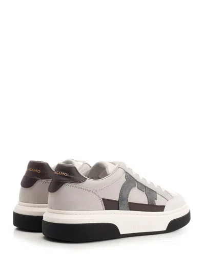 Ferragamo Men Low-top Sneakers With Gancini In Multi