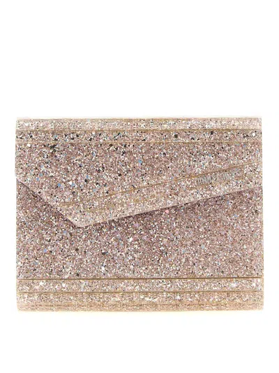 Jimmy Choo Candy Clutch Bag In Fabric With Glitter In Pink